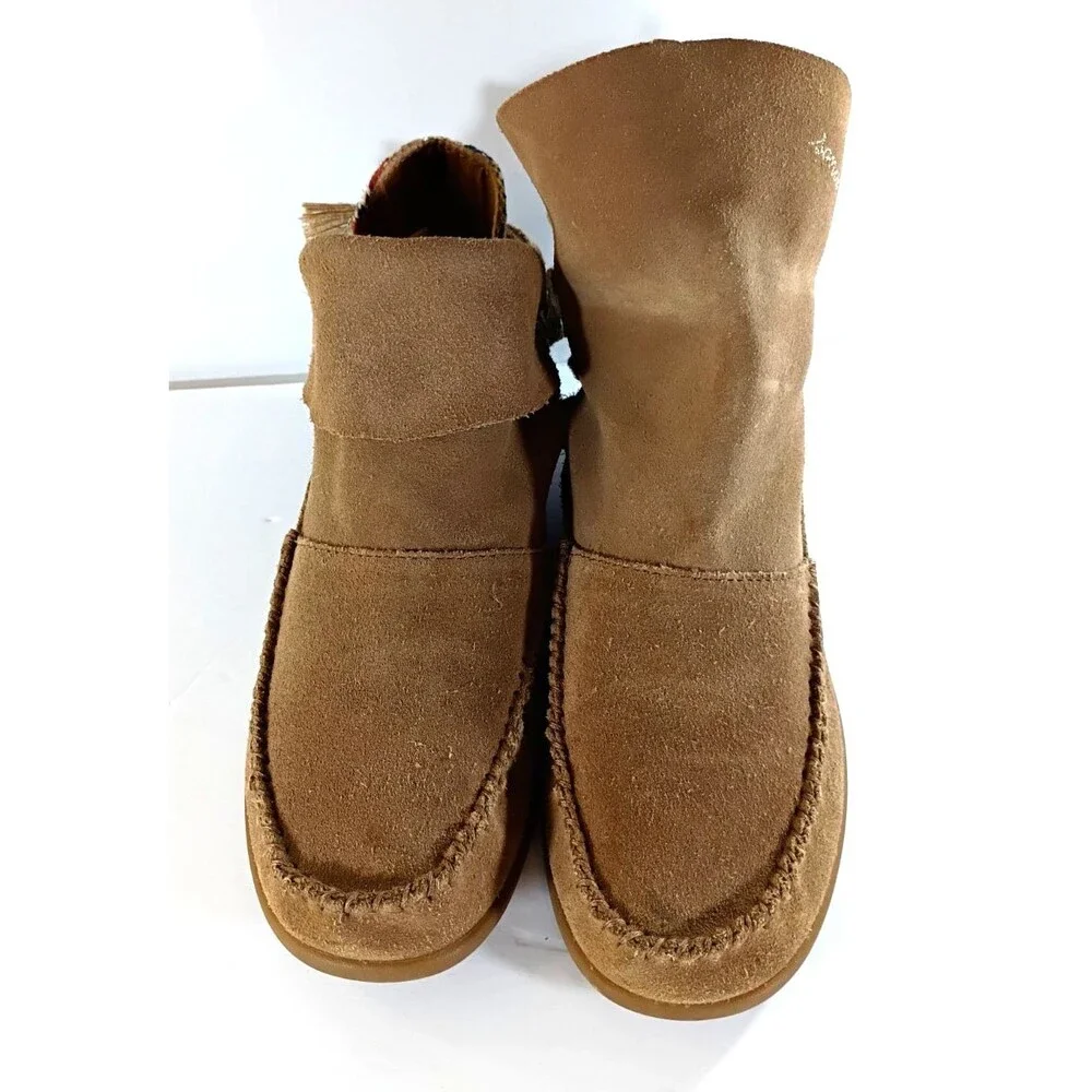 Sanuk Julep Women's Brown Suede Ankle Boots Knit Side Panel Size 6 Comfort